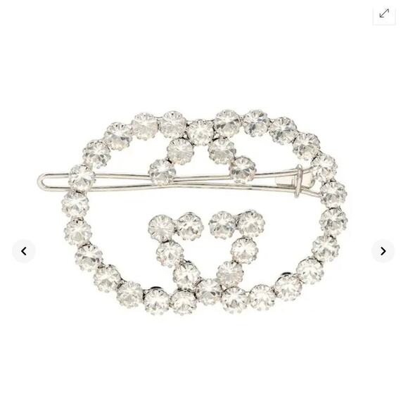 Gucci Crystal GG Hair Clip | Silver-Tone Metal | New in Box | Made in Italy - Picture 1 of 3